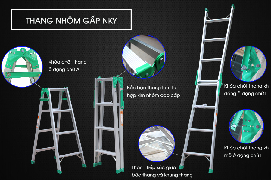 Thang nhôm gấp chữ A NKY-05